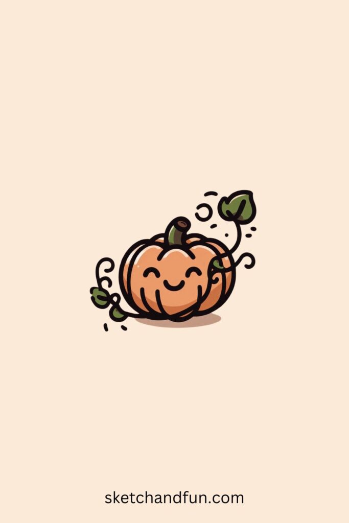 Cute Plant Drawing Easy, Giggling Pumpkin Vine