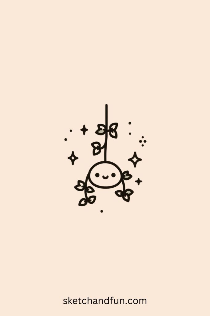 Hanging Plant Drawing Easy, Ivy Plant