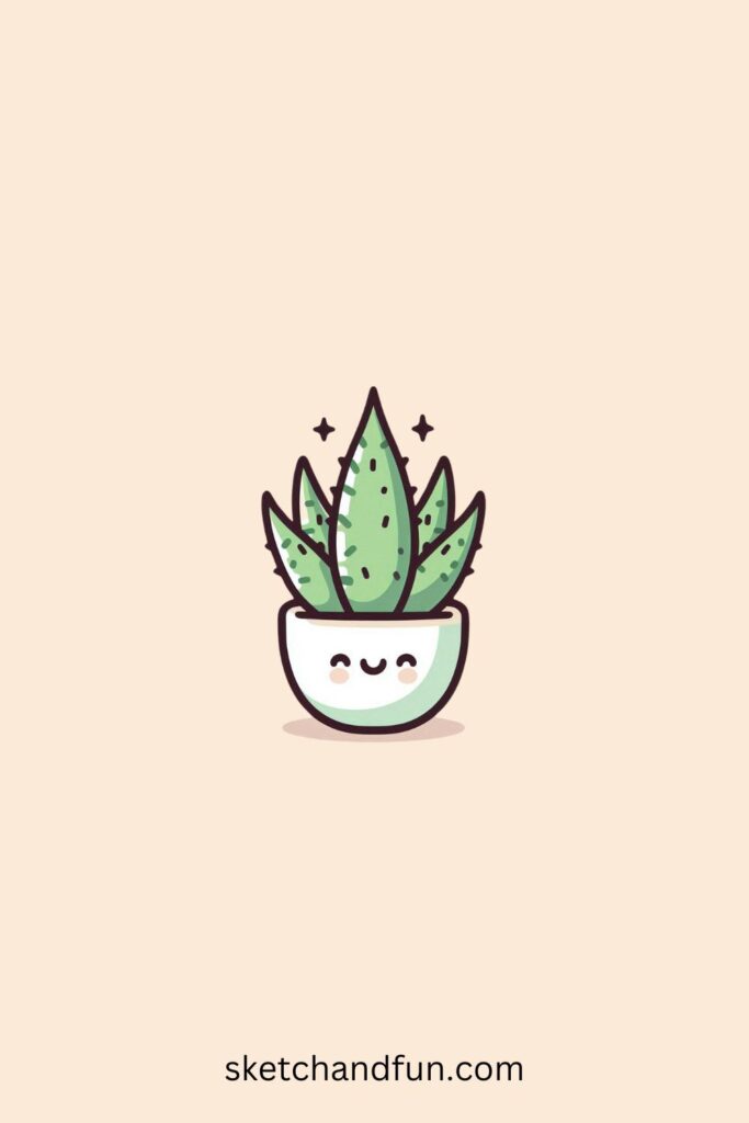 Aesthetics Plant Drawings, Happy Aloe Vera