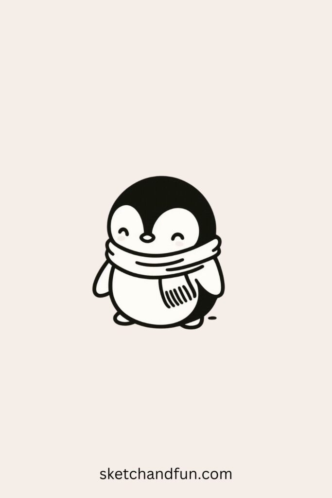 Fun Aesthetic Doodles, Happy Baby Penguin