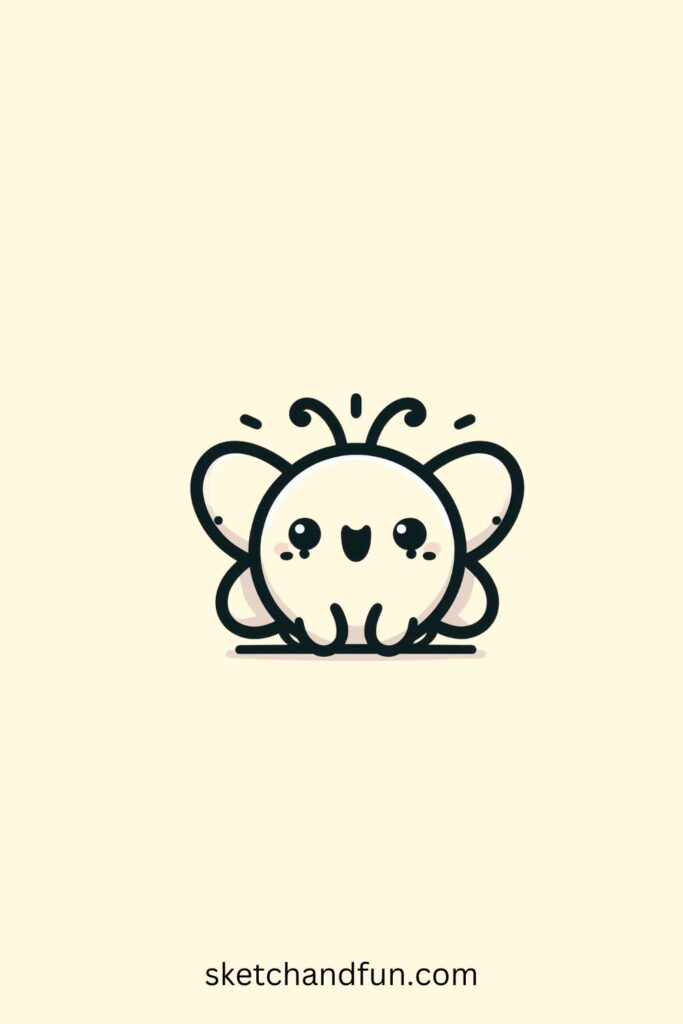 Easy Butterfly Drawing Cute, Happy Butterfly