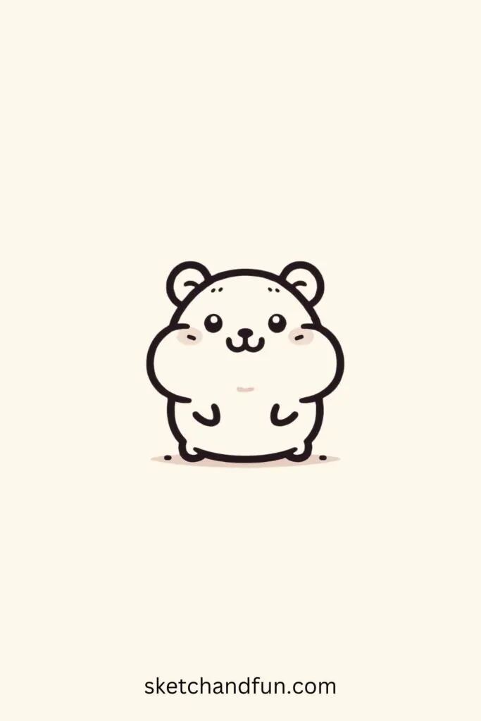 Aesthetic Drawing Easy Cute, Happy Chubby Hamster