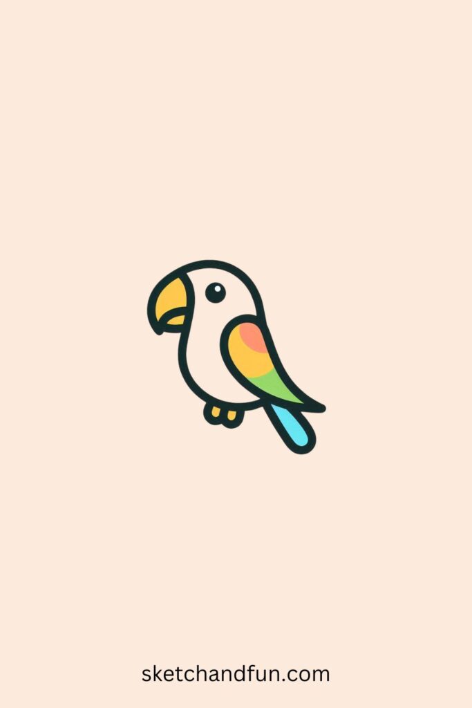 Cute Bird Drawing Easy, Happy Parrot Drawing