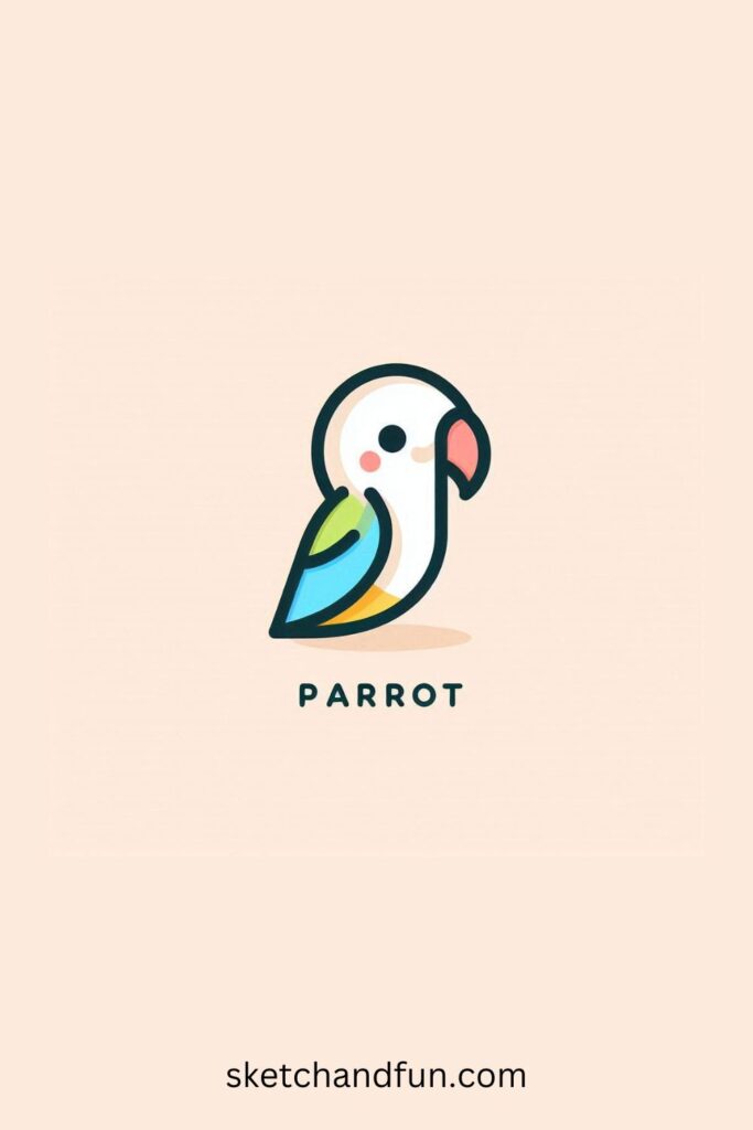 Cute Bird Drawing Easy, Happy Parrot Drawing