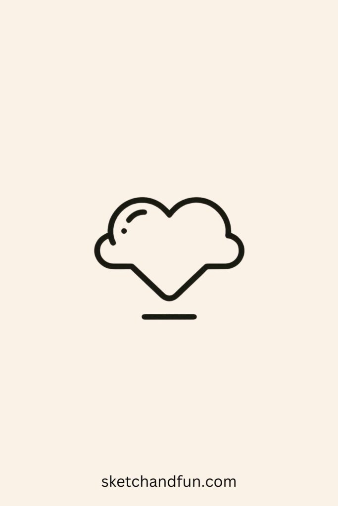 Simple Drawings Aesthetic, Heart-Shaped Cloud