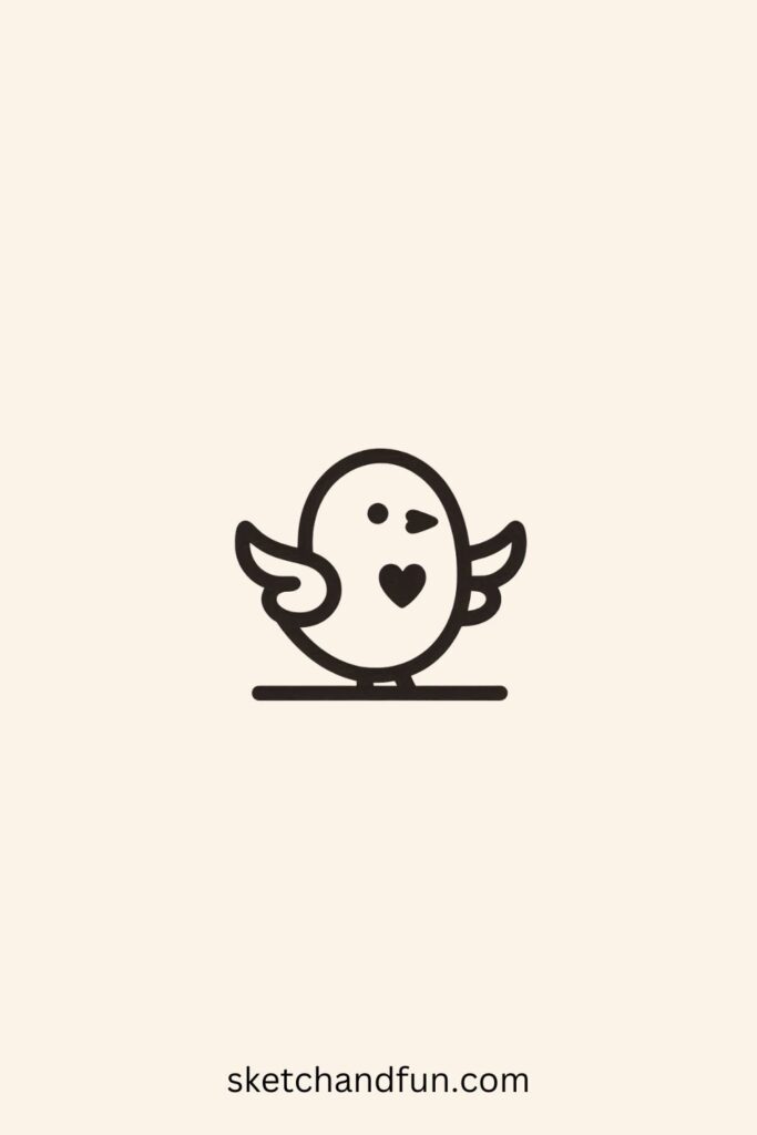 Drawing of a Bird, Heart-Winged Bird