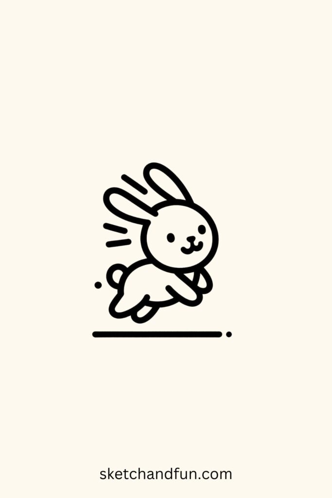 Cute Easter Bunny Drawing Easy, Hopping Bunny