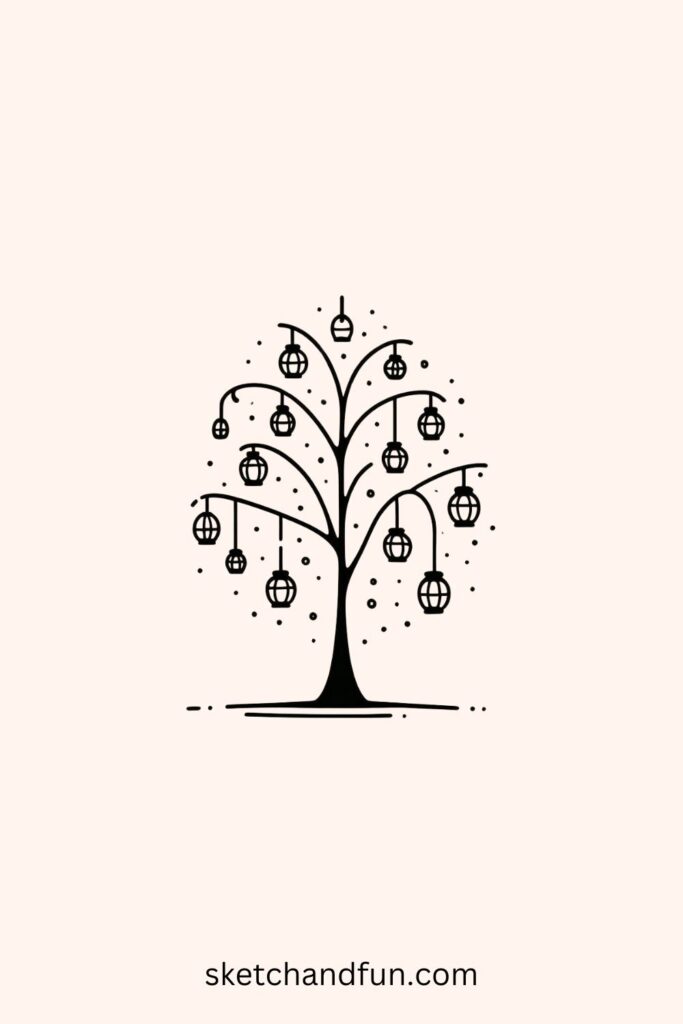 Drawing Inspo Aesthetic, Lantern Tree