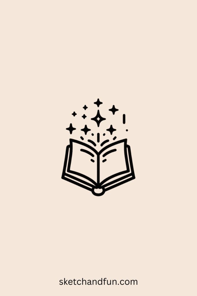 Aesthetic Sketch of Magic Book