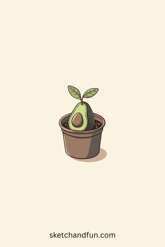Easy Plant Drawing, Mini Avocado Plant