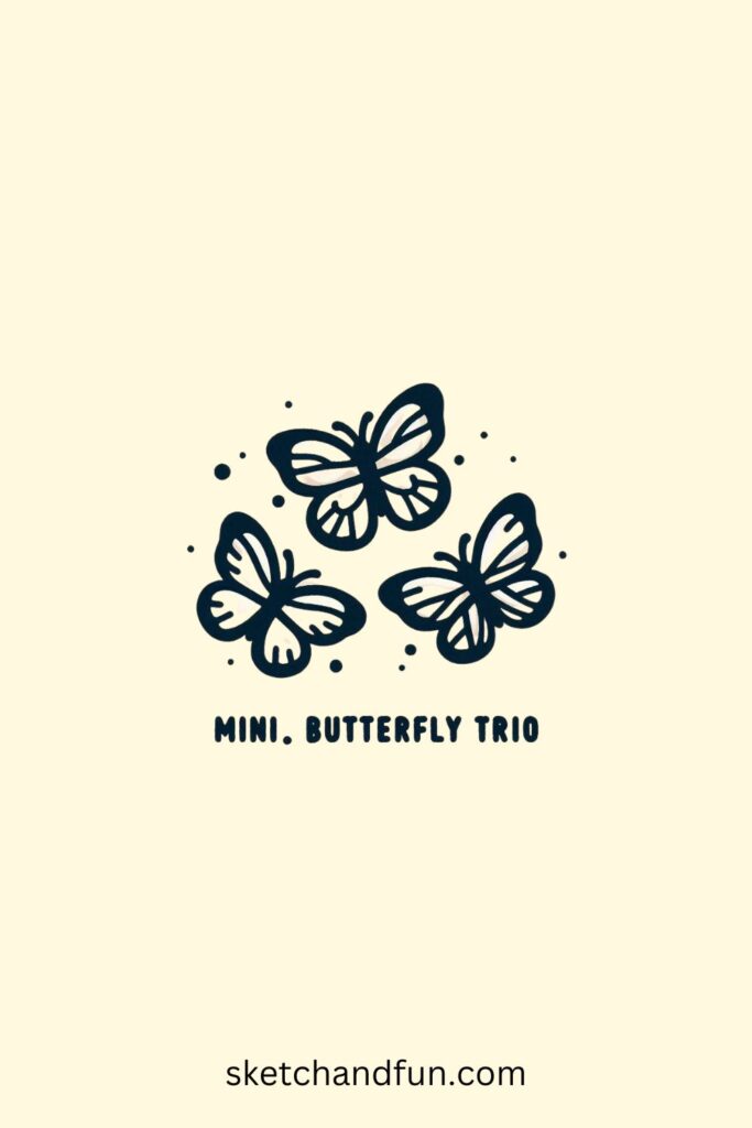Simple Butterfly Drawings, Mini Butterfly Trio