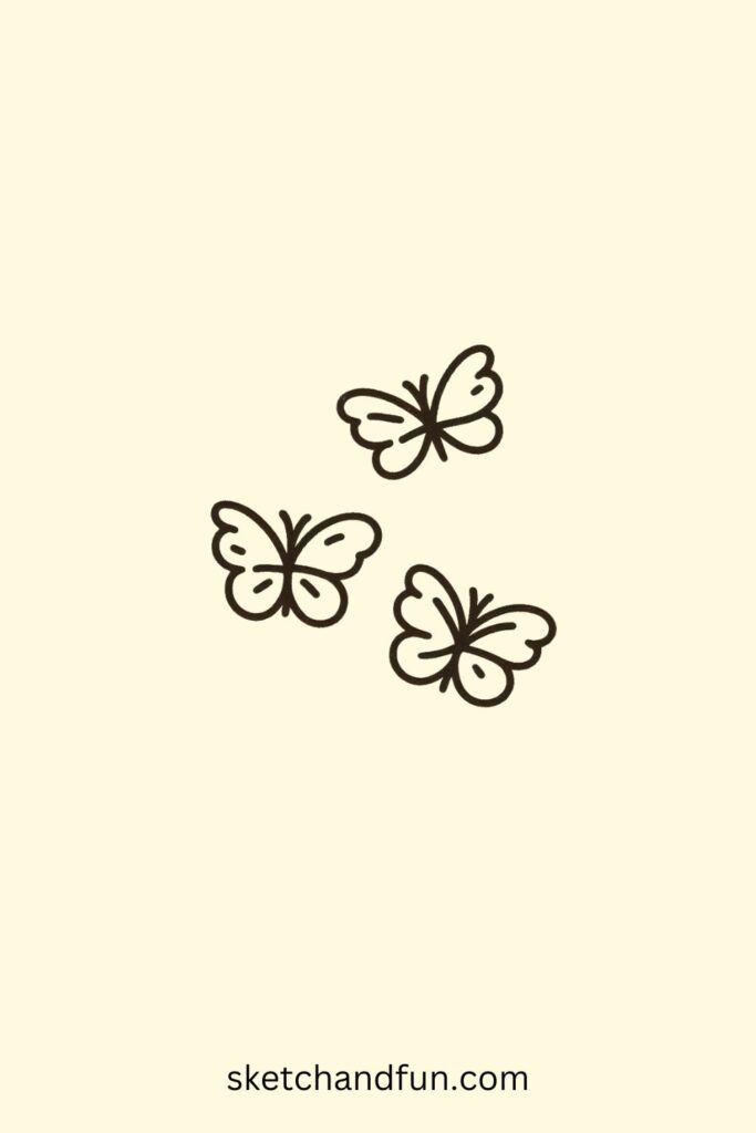 Simple Butterfly Drawings, Mini Butterfly Trio