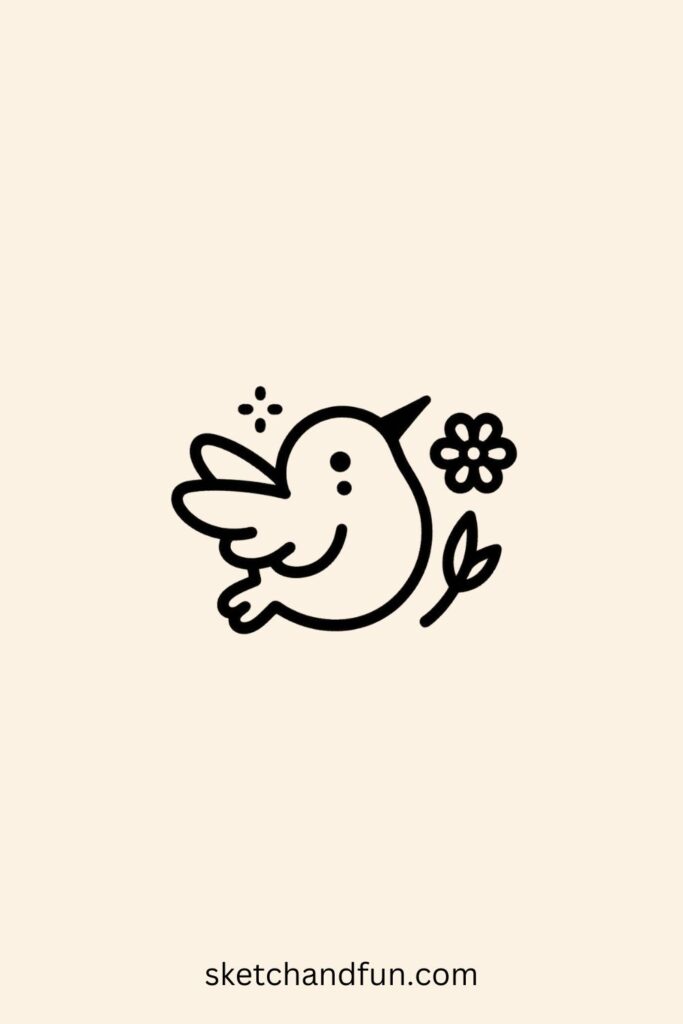Mini Bird Drawing of a Hummingbird