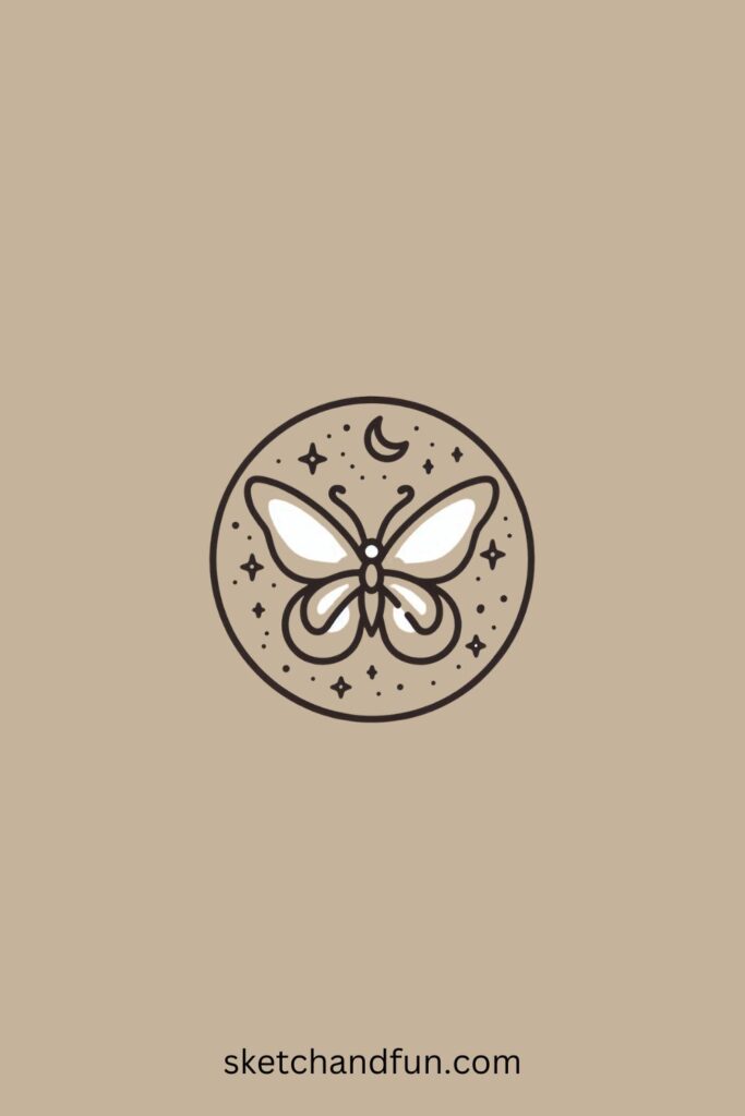 Butterfly Drawing Idea, Moonlight Butterfly