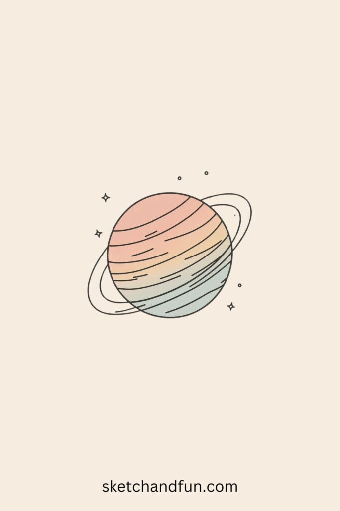 Aesthetic Art Drawing of Pastel Planet