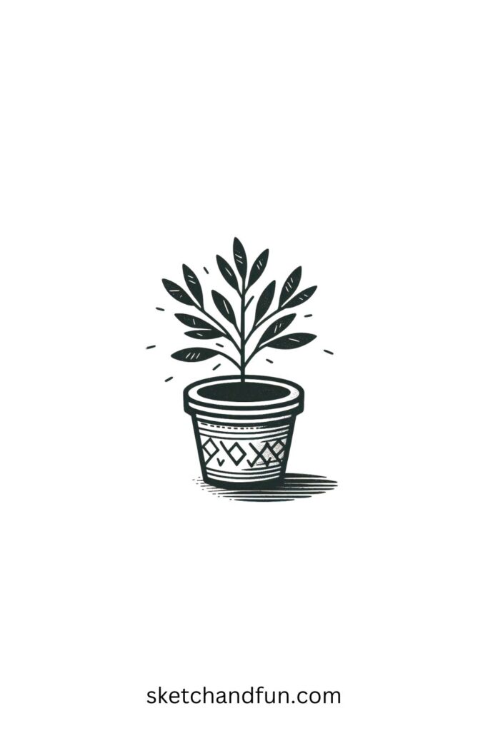 Sketch Drawings Easy, Potted Plant