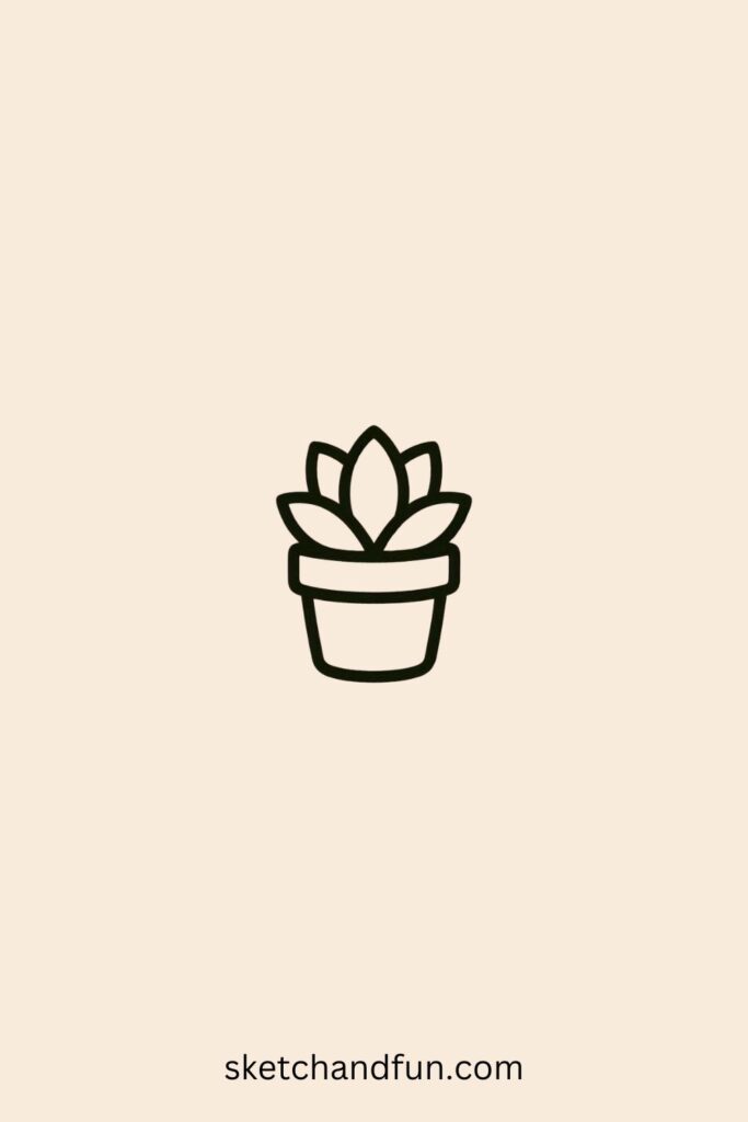 Beautiful Plant Drawing, Potted Succulent