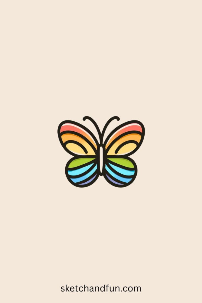 Butterfly Drawings, Rainbow Butterfly