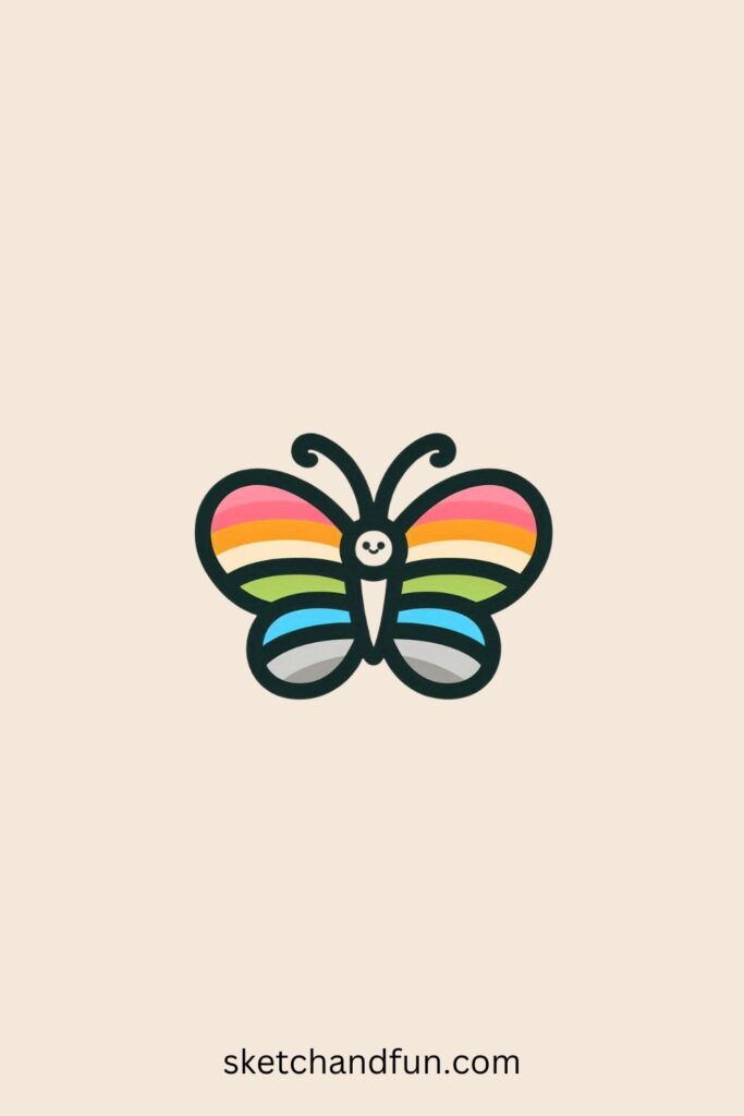 Butterfly Drawings, Rainbow Butterfly