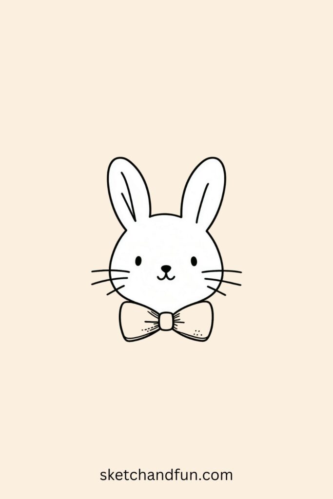Easter Bunny Drawing Cute, Bunny with a Bowtie