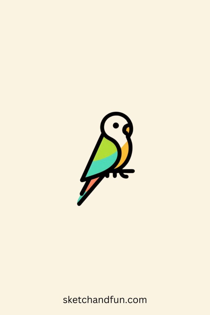Cute Bird Drawing Idea, Rainbow Parakeet Drawing