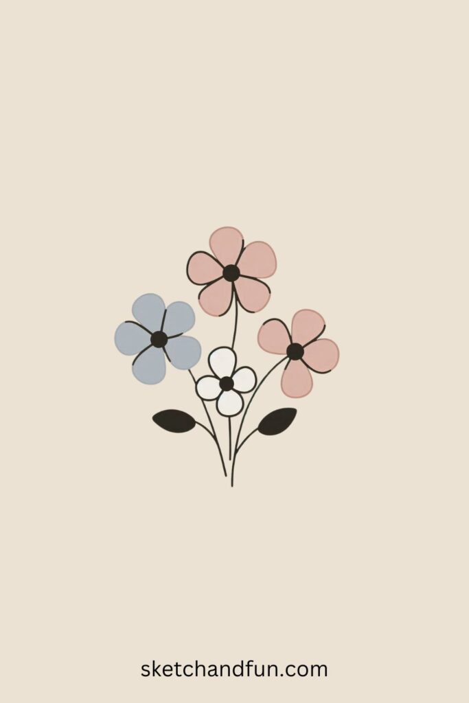 Aesthetic Drawing Ideas, Simple Flowers with Soft Petals