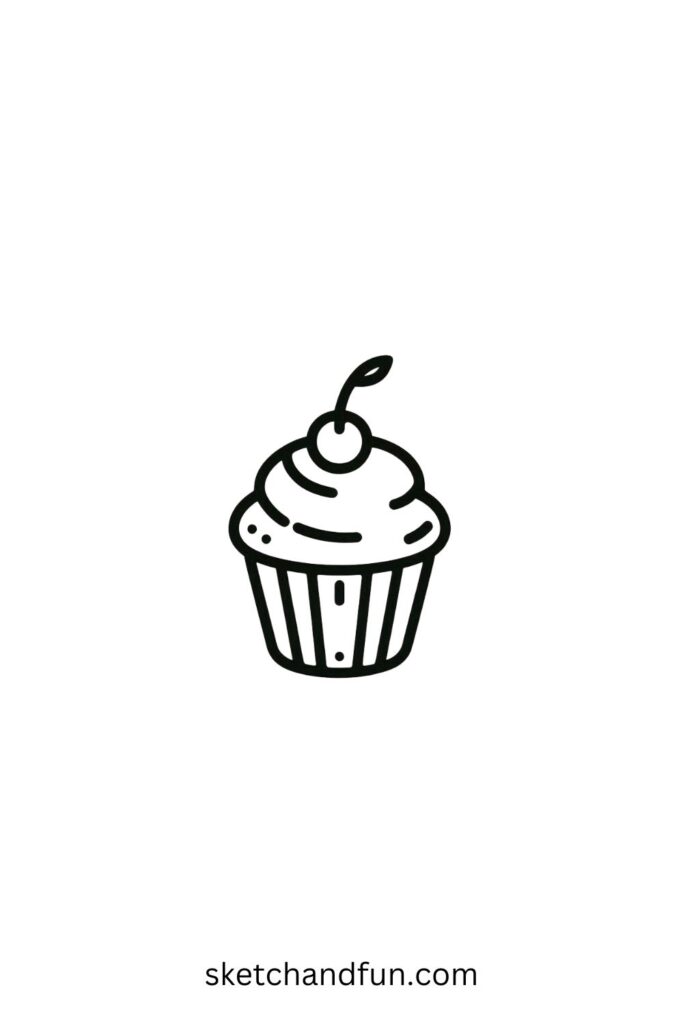 Easy Cute Doodle To Draw For Kids, Simple Cupcake