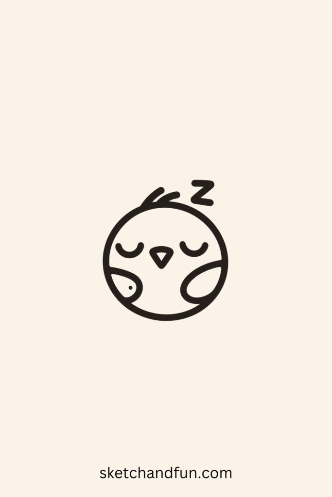 Easy Sleeping Bird Drawing
