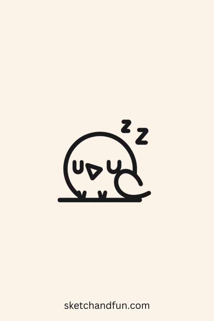 Easy Sleeping Bird Drawing