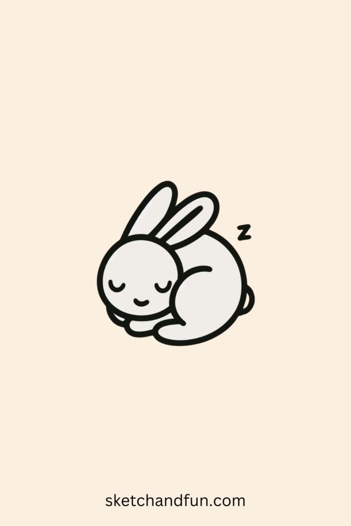 Easter Bunny Drawing Idea, Sleeping Bunny