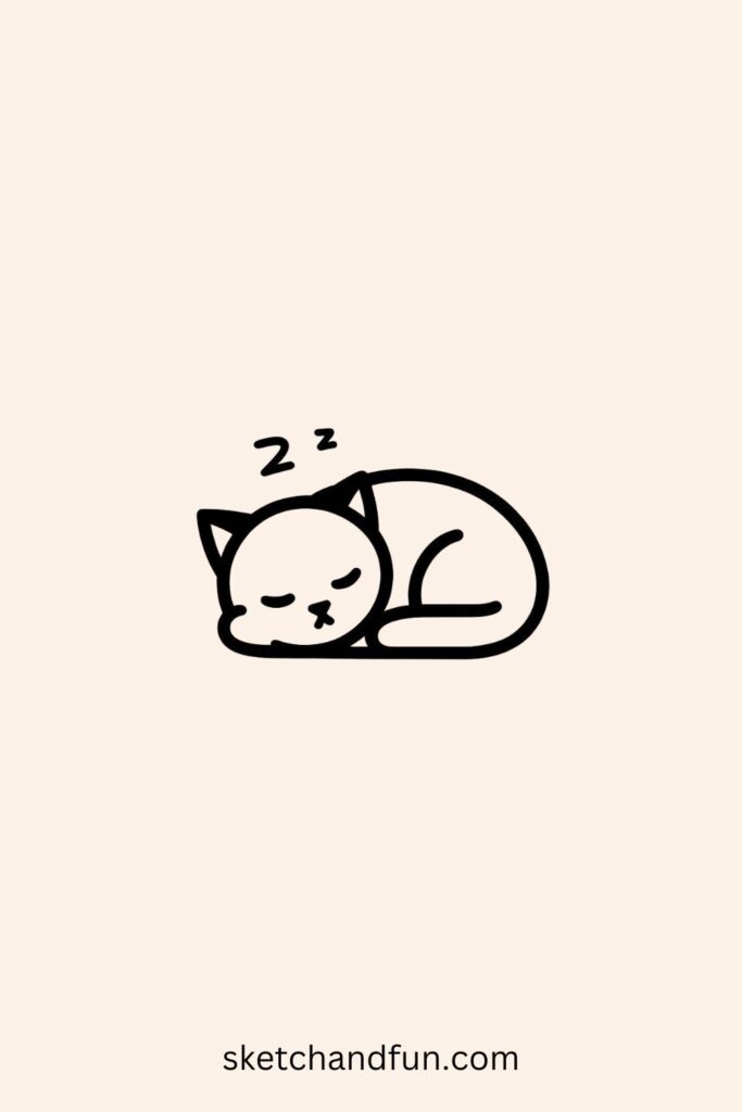 Aesthetic Art Drawing Easy, Sleeping Cat