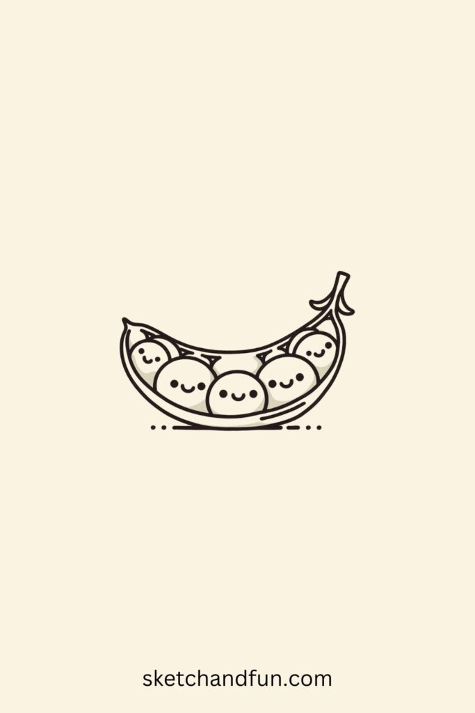 Plant Drawing Ideas, Smiling Pea Pod