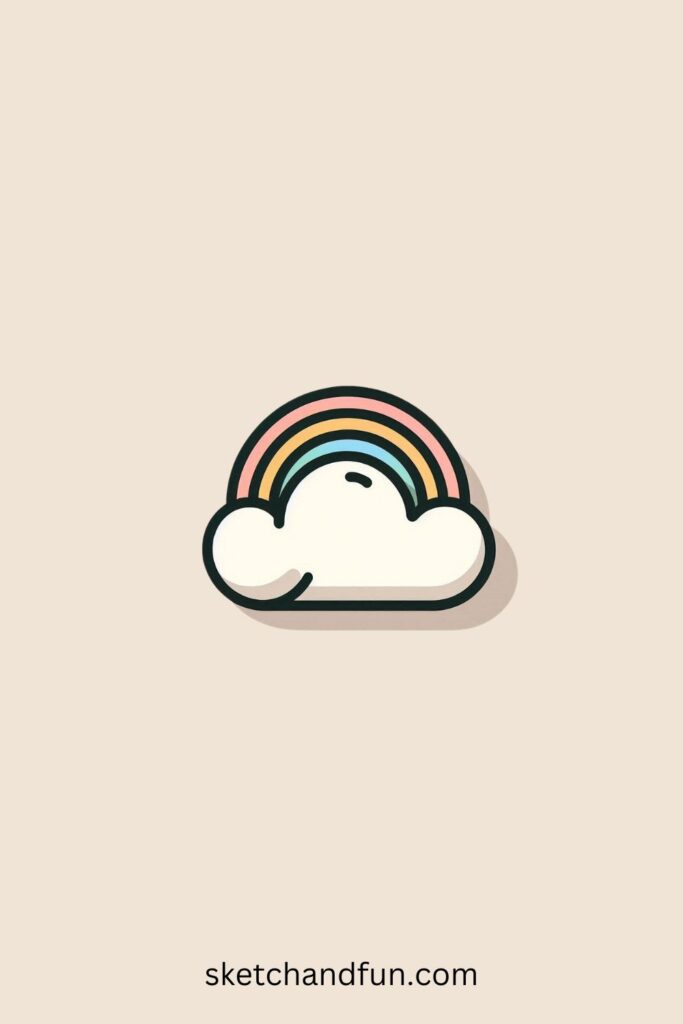Easy Aesthetic Drawing, Soft Cloud with a Rainbow