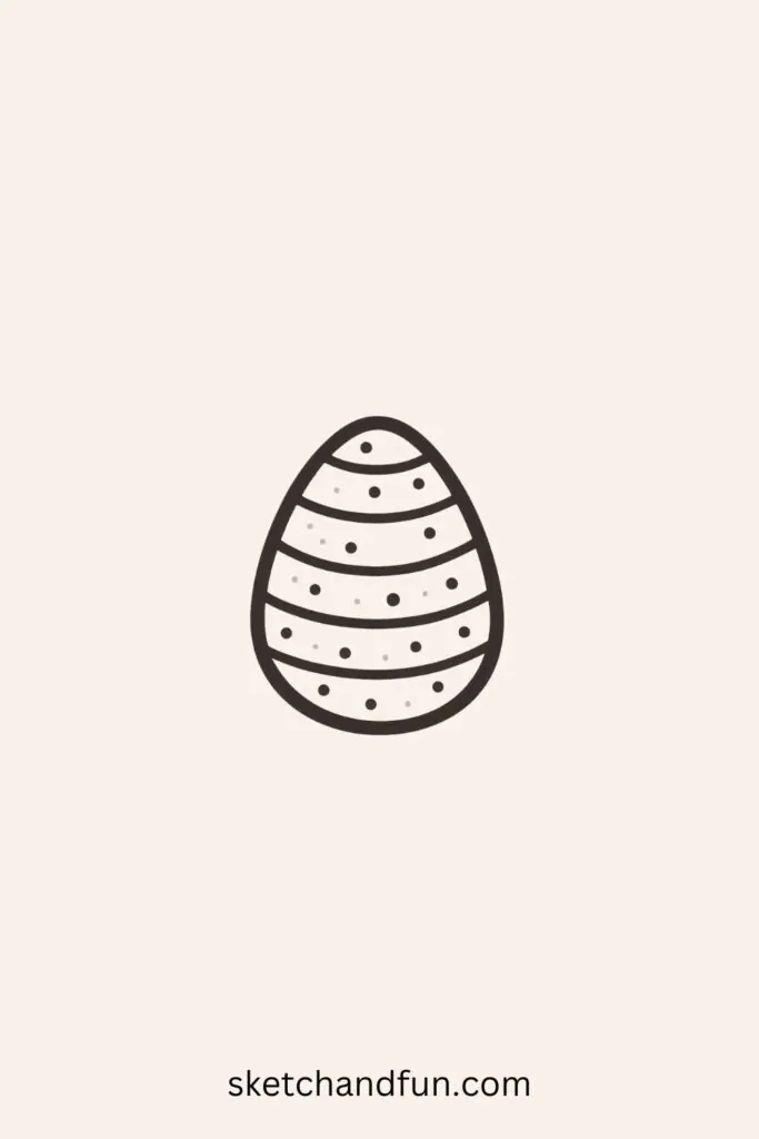 Easter Egg Drawing Easy, Striped and Dotted Easter Egg