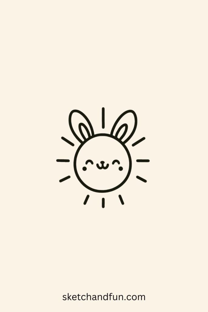 Rabbit Easter Drawing, Sun with Bunny Ears