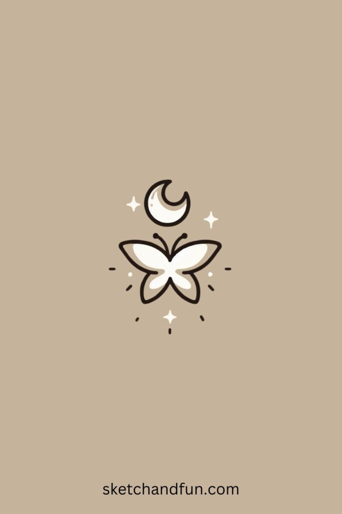 Butterfly Drawing Idea, Moonlight Butterfly