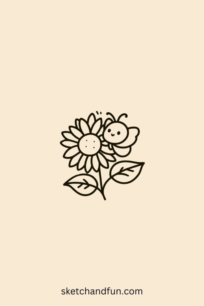 Easy Simple Butterfly Drawing, Sunflower Butterfly