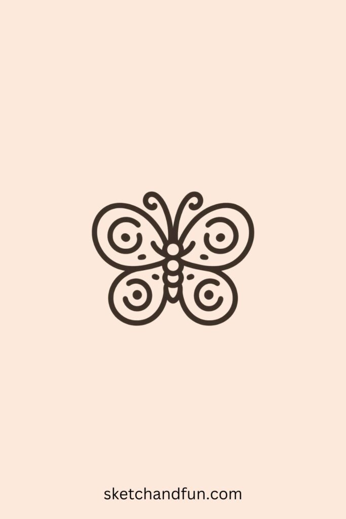 Simple Butterfly Drawings, Swirly Butterfly
