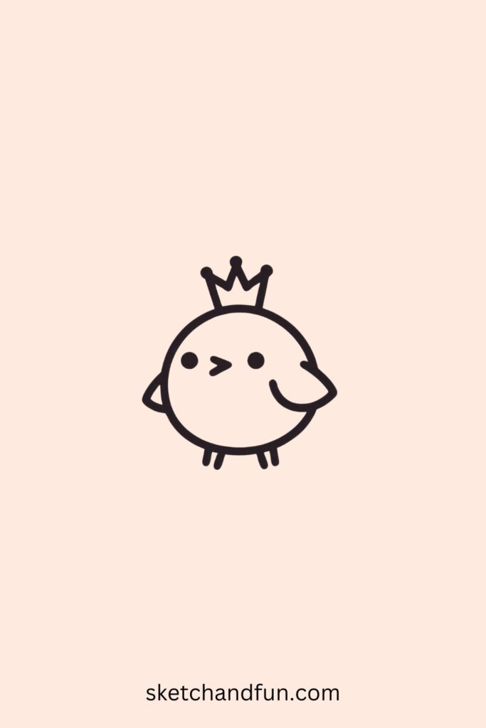 Bird Drawing Idea, Tiny Bird with a Crown