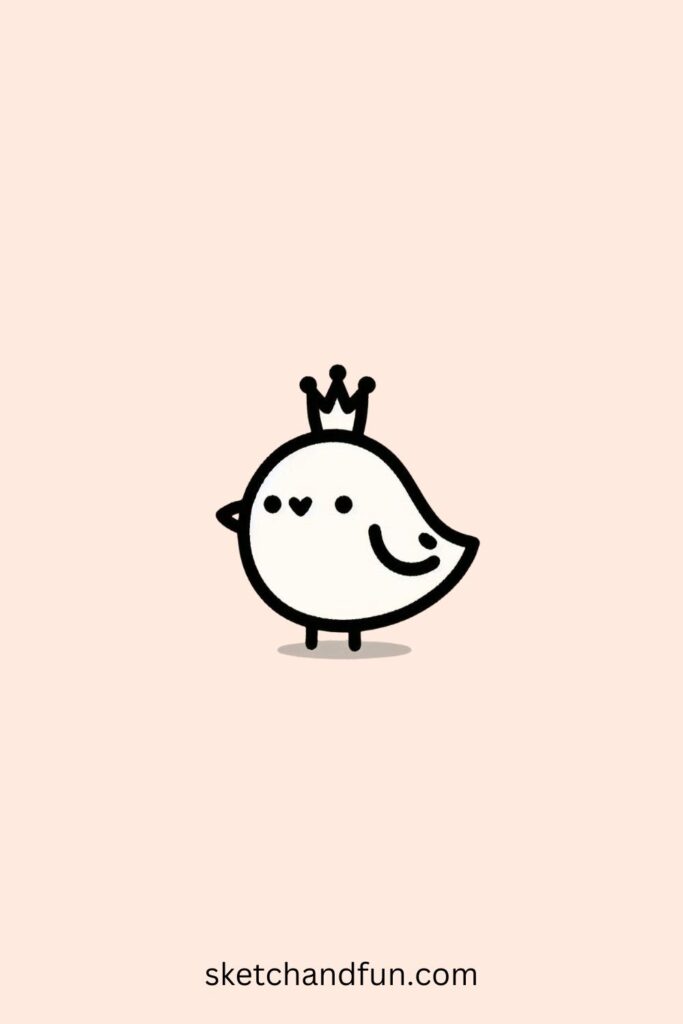 Bird Drawing Idea, Tiny Bird with a Crown
