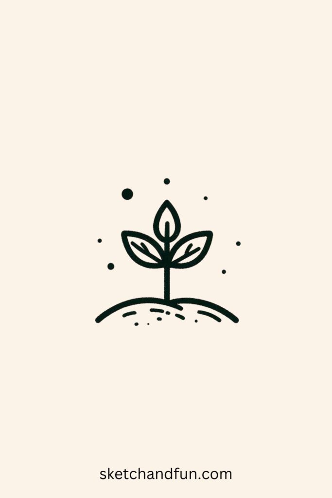 Simple Drawing of a Small Plant, Tiny Sprout