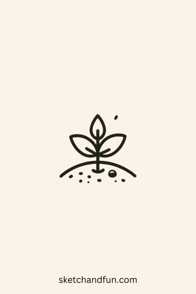 Simple Drawing of a Small Plant, Tiny Sprout