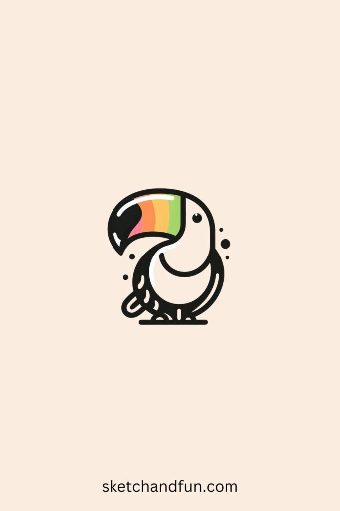 Bird Drawing With Colour, Toucan with a Big Beak