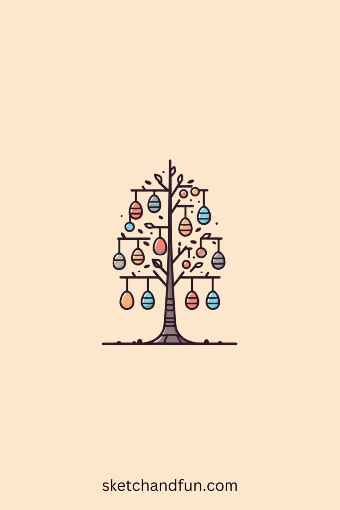 Easy Easter Ideas, Tree with Hanging Easter Eggs