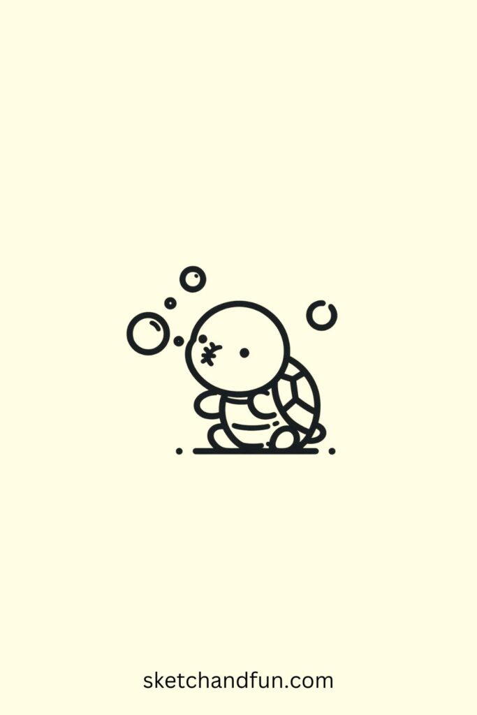 Easy To Draw Turtle, Turtle Blowing Bubbles 