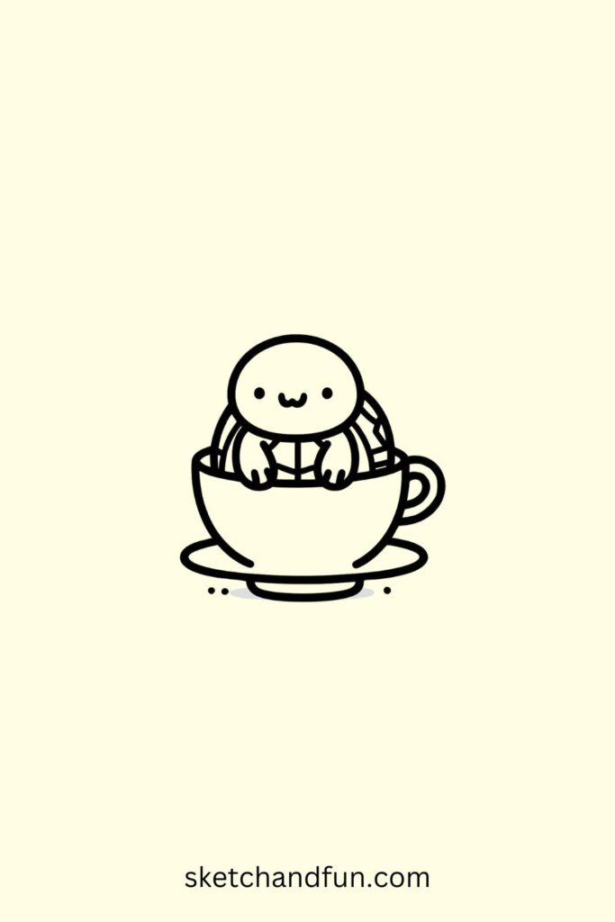 Easy To Draw Turtle, Turtle in a Teacup 