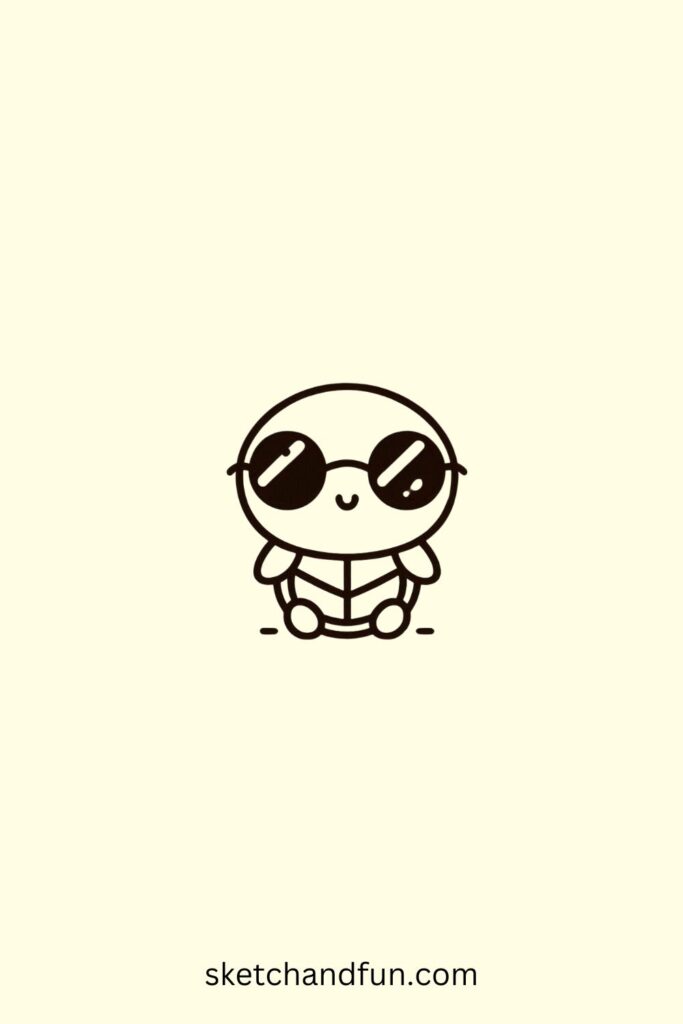 Cool Turtle Drawing, Turtle with Sunglasses