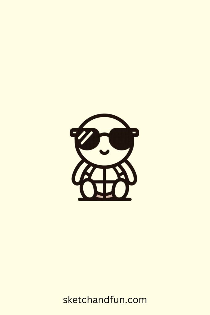 Cool Turtle Drawing, Turtle with Sunglasses