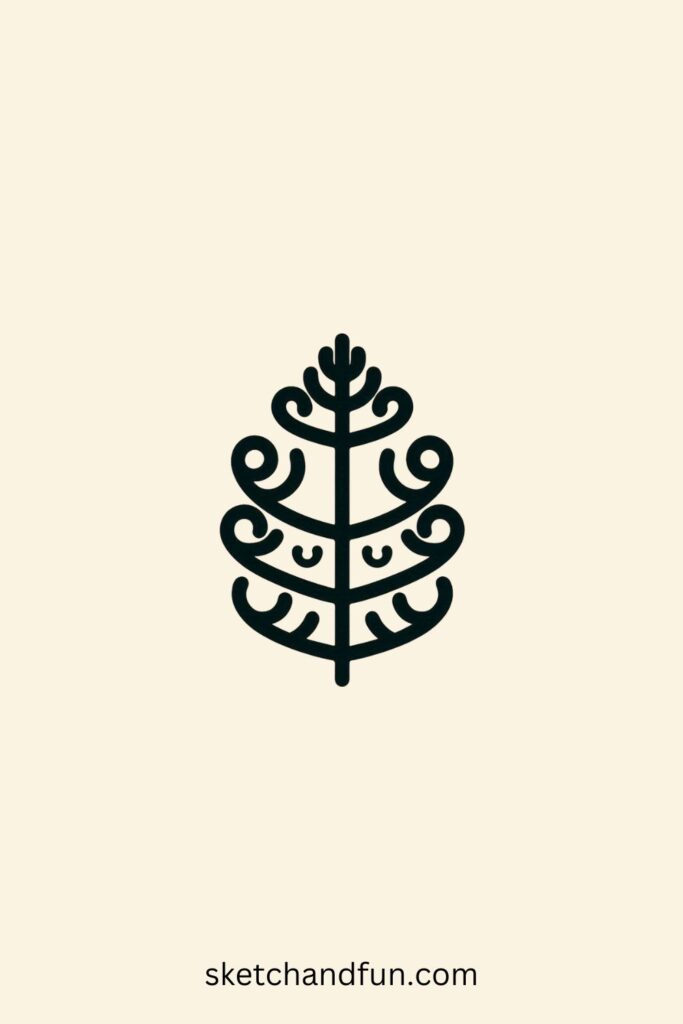 Plant Sketch, Wavy Fern Drawing