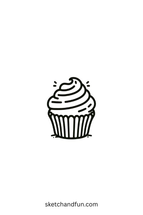 Easy Cupcake Drawing with Swirled Frosting